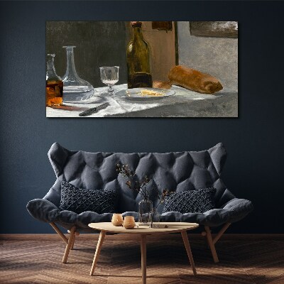 Wandbild Stillleben mit Flaschen und Glas