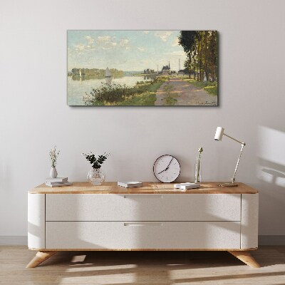 Foto auf leinwand Eine friedliche Landschaft am Fluss