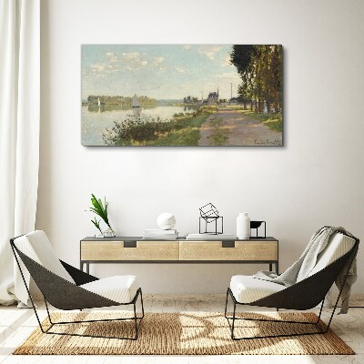 Foto auf leinwand Eine friedliche Landschaft am Fluss