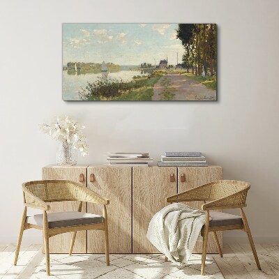 Foto auf leinwand Eine friedliche Landschaft am Fluss