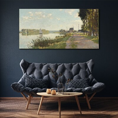 Foto auf leinwand Eine friedliche Landschaft am Fluss