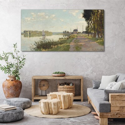 Foto auf leinwand Eine friedliche Landschaft am Fluss