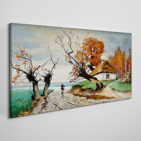 Foto auf leinwand Herbstlandschaft mit einem Landhaus