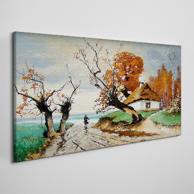 Foto auf leinwand Herbstlandschaft mit einem Landhaus