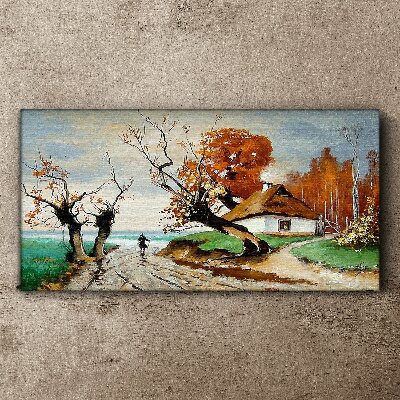 Foto auf leinwand Herbstlandschaft mit einem Landhaus