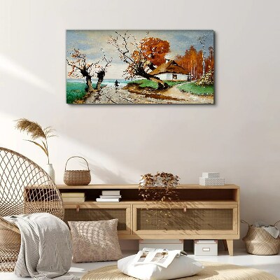 Foto auf leinwand Herbstlandschaft mit einem Landhaus