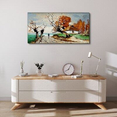 Foto auf leinwand Herbstlandschaft mit einem Landhaus