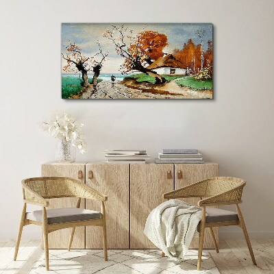 Foto auf leinwand Herbstlandschaft mit einem Landhaus