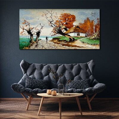 Foto auf leinwand Herbstlandschaft mit einem Landhaus