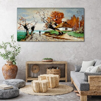 Foto auf leinwand Herbstlandschaft mit einem Landhaus