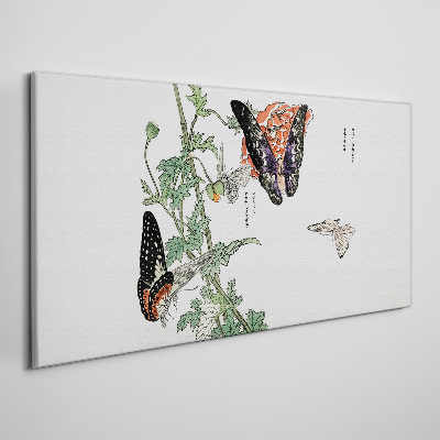 Foto auf leinwand Schmetterlinge auf einem Hintergrund aus Blumen