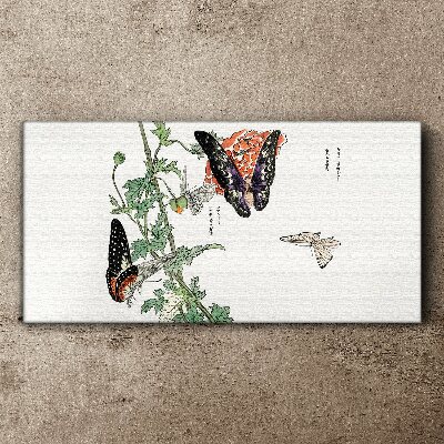 Foto auf leinwand Schmetterlinge auf einem Hintergrund aus Blumen