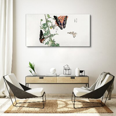 Foto auf leinwand Schmetterlinge auf einem Hintergrund aus Blumen