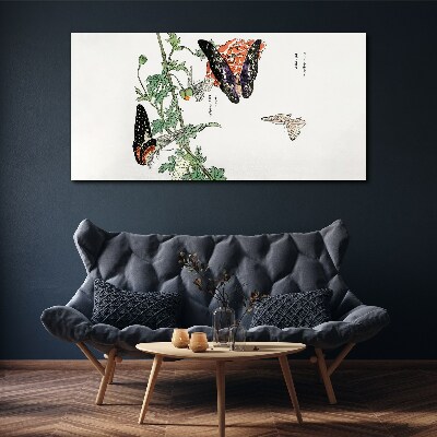 Foto auf leinwand Schmetterlinge auf einem Hintergrund aus Blumen