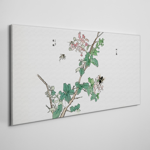 Foto auf leinwand Blütenzweig mit Insekten