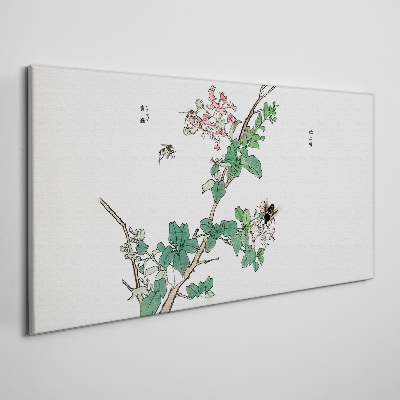 Foto auf leinwand Blütenzweig mit Insekten