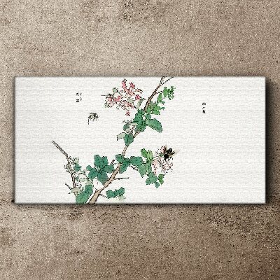 Foto auf leinwand Blütenzweig mit Insekten
