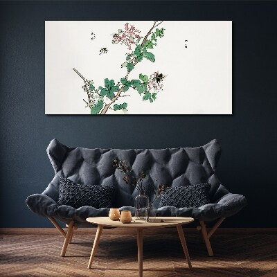 Foto auf leinwand Blütenzweig mit Insekten