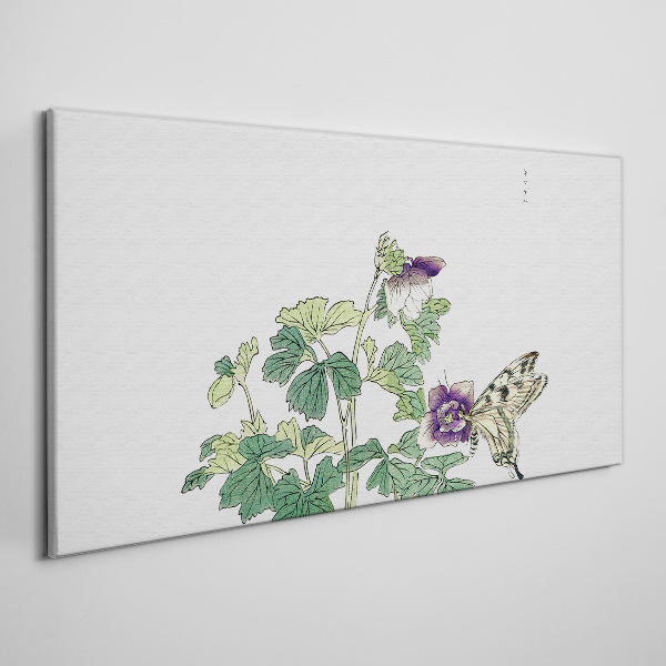 Bild auf leinwand Blumenharmonie mit Schmetterling