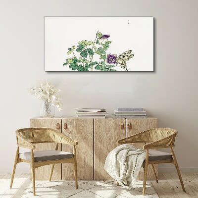 Bild auf leinwand Blumenharmonie mit Schmetterling