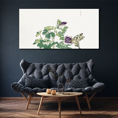 Bild auf leinwand Blumenharmonie mit Schmetterling