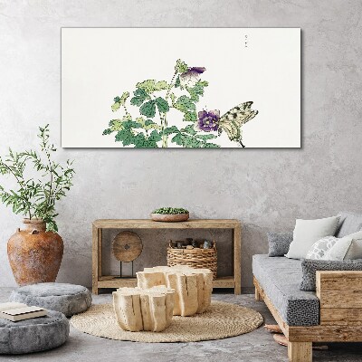 Bild auf leinwand Blumenharmonie mit Schmetterling