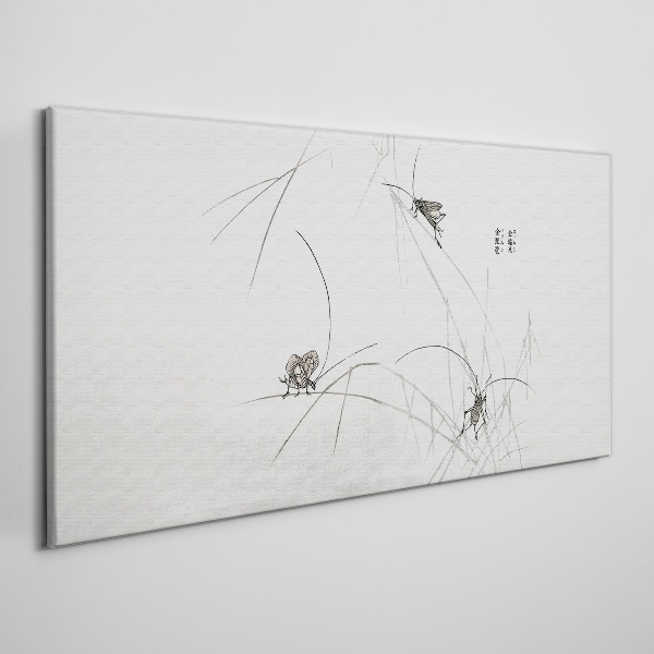 Wandbild Schmetterlinge auf dem Grashintergrund