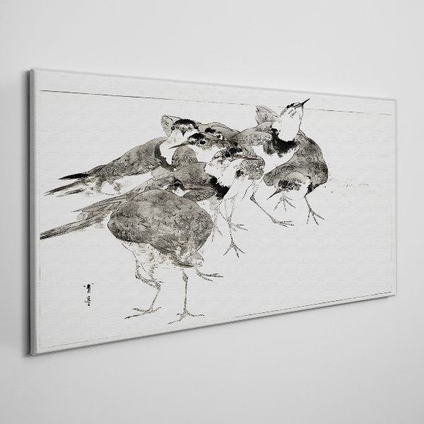 Foto auf leinwand Ein Vogelschwarm vor weißem Hintergrund