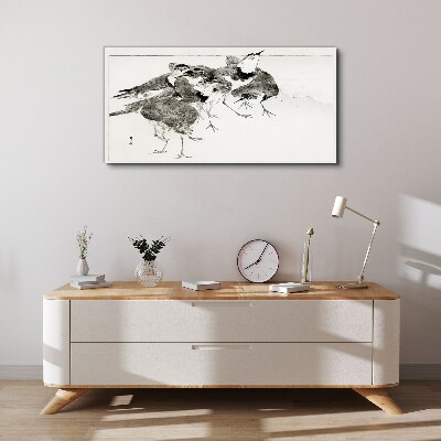 Foto auf leinwand Ein Vogelschwarm vor weißem Hintergrund