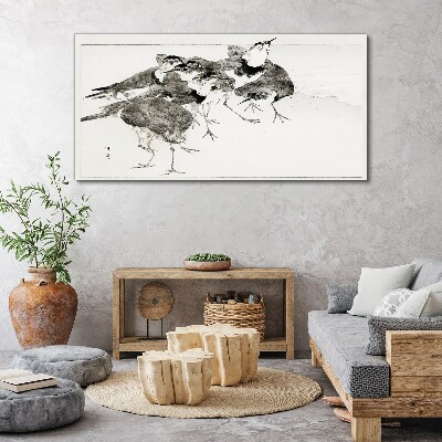 Foto auf leinwand Ein Vogelschwarm vor weißem Hintergrund