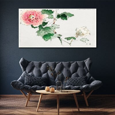 Leinwandbild Blumenarrangement mit rosa Pfingstrose