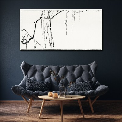Foto auf leinwand Zarte Zweige in monochromen Tönen