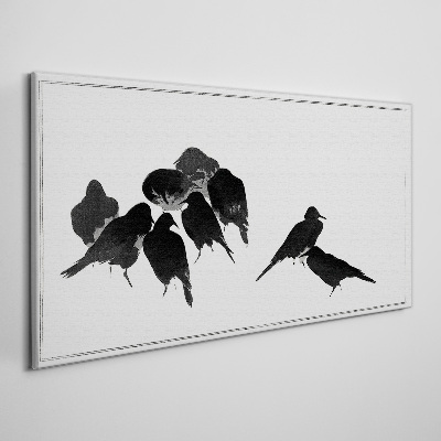 Foto leinwand Schwarze Vögel auf weißem Hintergrund