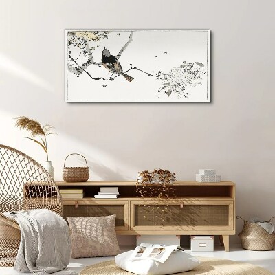 Bild auf leinwand Ein Vogel auf einem Ast in zarten Farben