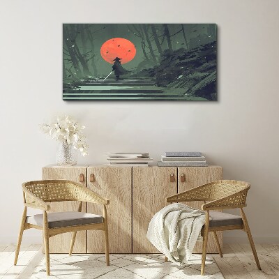 Wandbild Samurai im Schatten der aufgehenden Sonne