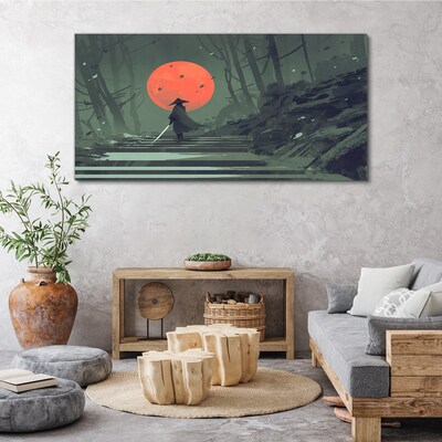 Wandbild Samurai im Schatten der aufgehenden Sonne