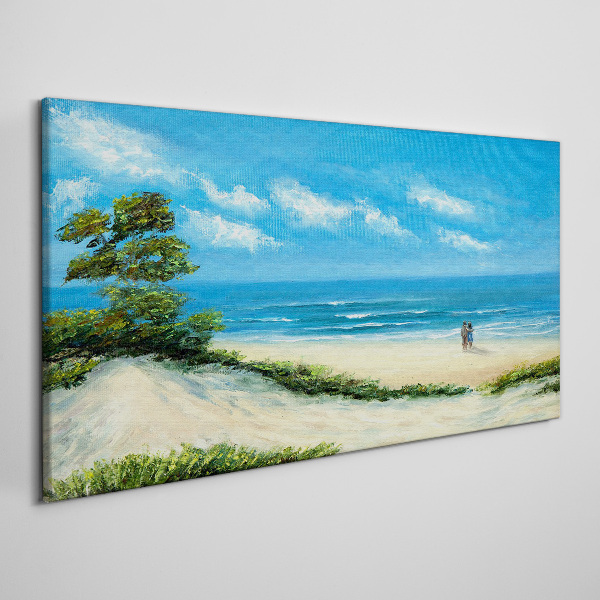 Wandbild Ein romantischer Spaziergang am Meer
