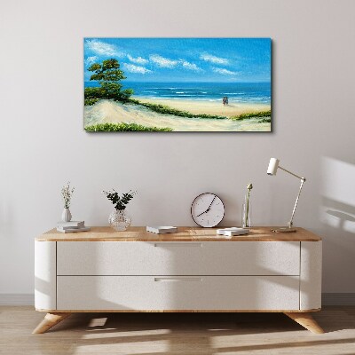 Wandbild Ein romantischer Spaziergang am Meer