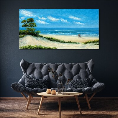 Wandbild Ein romantischer Spaziergang am Meer