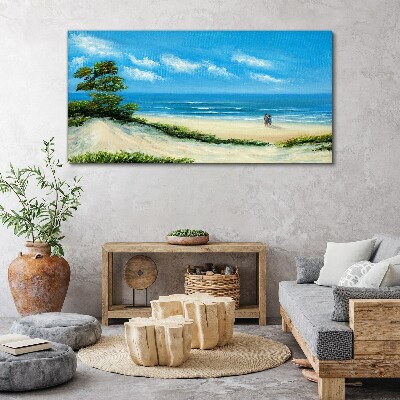 Wandbild Ein romantischer Spaziergang am Meer