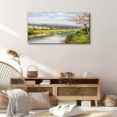 Foto auf leinwand Frühlingslandschaft am Fluss