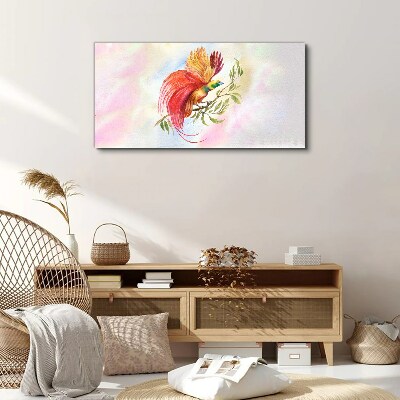 Wandbild Bunter Vogel auf einem Ast