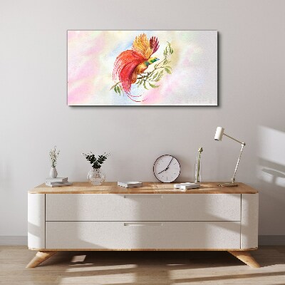 Wandbild Bunter Vogel auf einem Ast