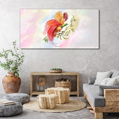 Wandbild Bunter Vogel auf einem Ast