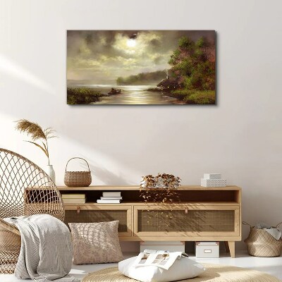 Leinwandbild Eine friedliche Landschaft am Wasser