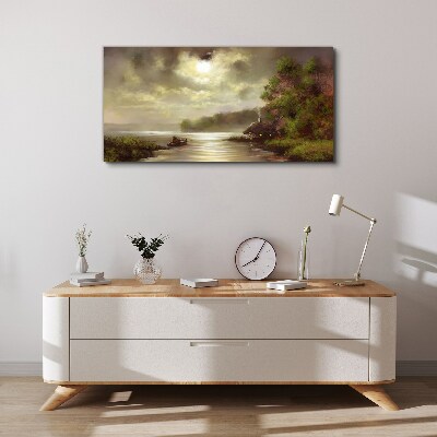Leinwandbild Eine friedliche Landschaft am Wasser