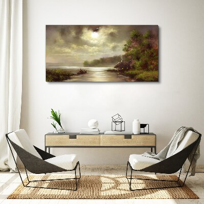 Leinwandbild Eine friedliche Landschaft am Wasser