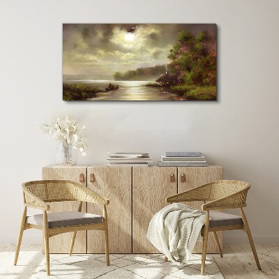 Leinwandbild Eine friedliche Landschaft am Wasser