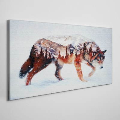 Foto auf leinwand Wolf in einer Winterlandschaft