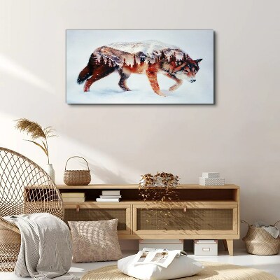 Foto auf leinwand Wolf in einer Winterlandschaft
